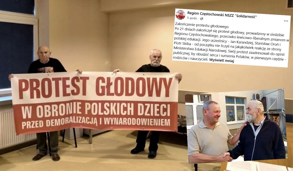Osoby prowadzące głodówkę w obronie polskiej szkoły przestały ją prowadzić, bo była niezdrowa