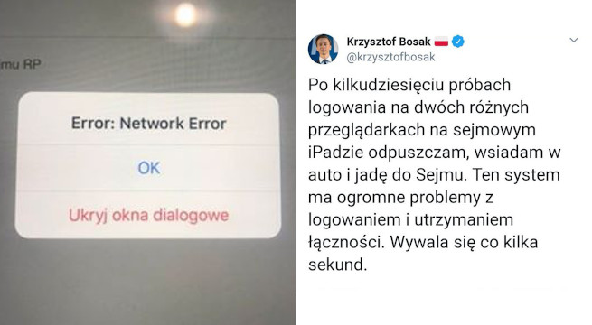 Posłowie żalą się, że system nie działa, tym razem ten on-line