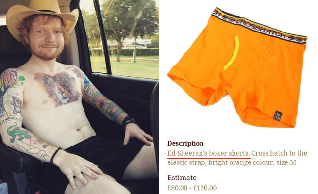 Ed Sheeran oddał na aukcję swoje używane bokserki