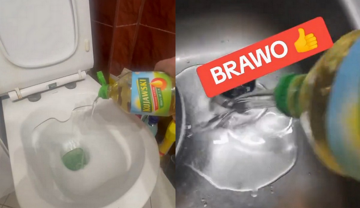 Trwa bojkot Oleju Kujawskiego, ludzie wylewają go do zlewu w ramach protestu przeciwko zbożu z Ukrainy