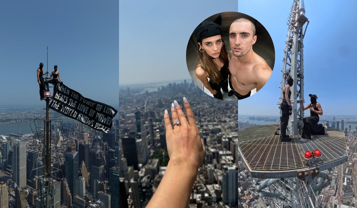 Influencerzy znani z miejskich wspinaczek zaręczyli się na iglicy Empire State Building, po czym zostali zatrzymani