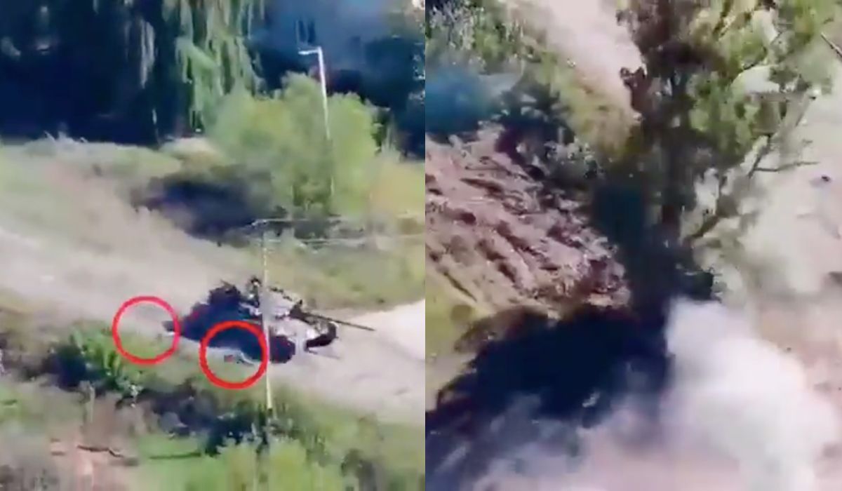 Jeden z uciekających z obwodu charkowskiego rosyjskich czołgów zgubił żołnierzy i wyrżnął w drzewo