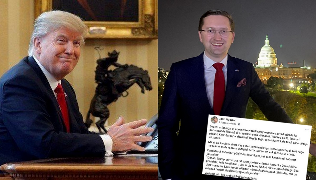 Estoński europoseł zgłosił Trumpa do Pokojowej Nagrody Nobla, "bo nie wywołał żadnej wojny"