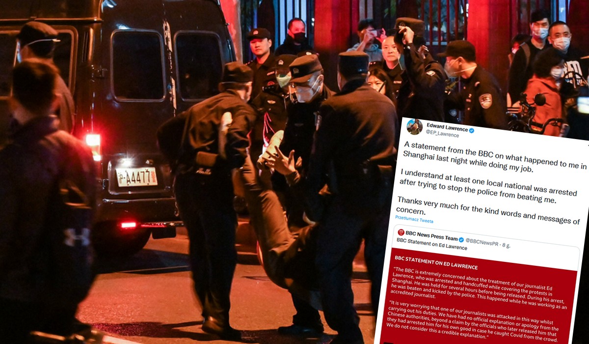 Szanghaj: dziennikarz BBC podbity podczas relacjonowania protestu