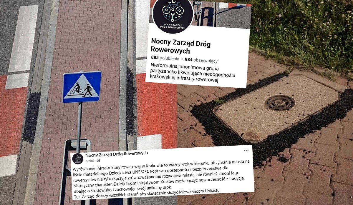 Kraków: aktywiści partyzancko i po zmroku wyrównują drogi, żeby bezpieczniej jeździć na rowerach