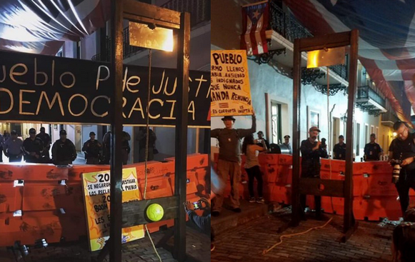 Portoryko: mieszkańcy zaczęli nosić gilotynę na protesty, gubernatorowi robi się niemiło