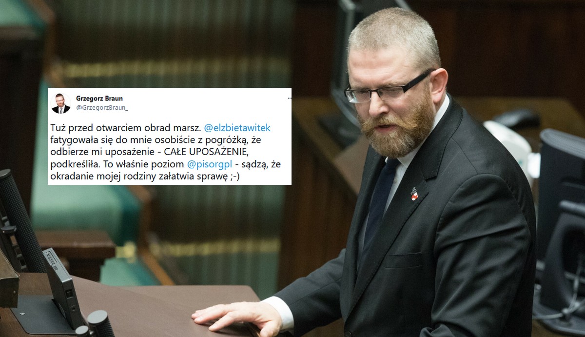 Poseł Braun niezłomnie szura i chodzi bez maseczki, więc został wykluczony z obrad Sejmu