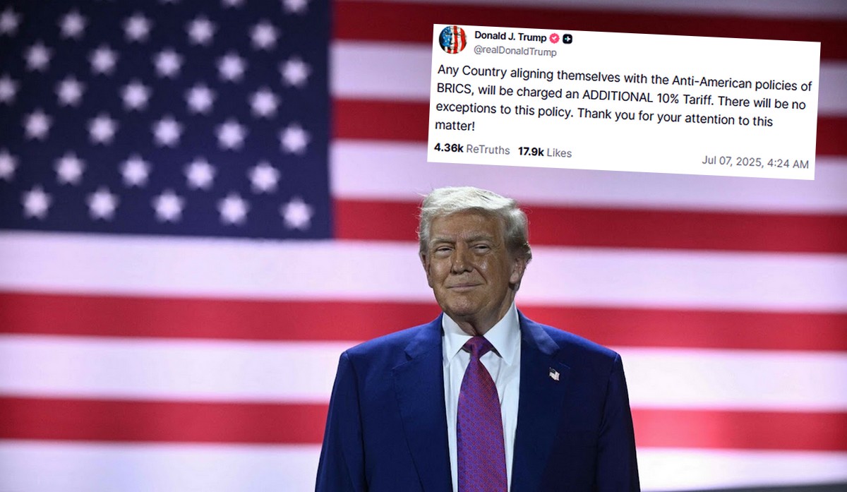 Trump ogłosił nałożenie ceł na kraje sprzyjające BRICS, póki co czule i delikatnie, bo 10%