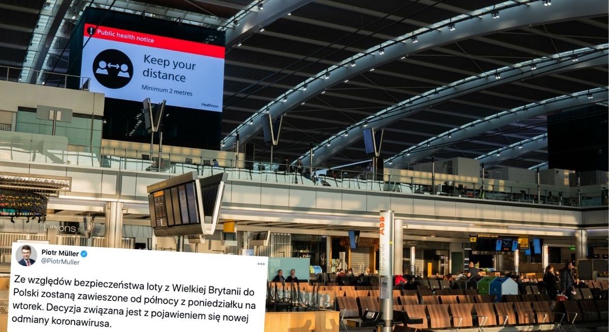 Polska zawiesza loty z Wielkiej Brytanii, ale dopiero od wtorku