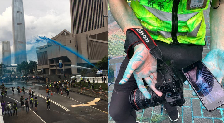 Hong Kong: policja używa armatek wodnych do znakowania protestujących na niebiesko