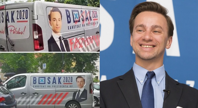 Policja zatrzymała sprawców zniszczenia auta Bosaka. Grozi im do 5 lat więzienia 