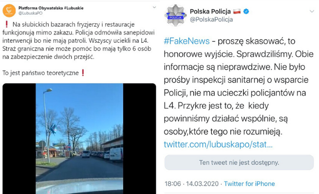 Policja prosi sympatyków Platformy Obywatelskiej, żeby przestali siać fake newsy