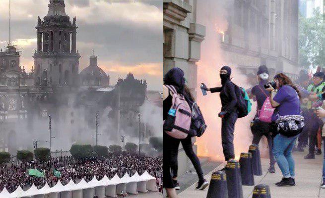 Zamieszki w Meksyku: gang feministek podpalił katedrę