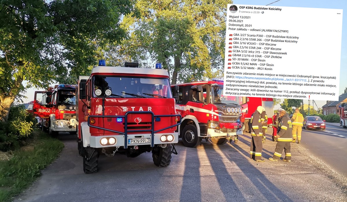 Strażacy pojechali do Dobromyśla zamiast Dobramyśli, pożar był 130 km dalej