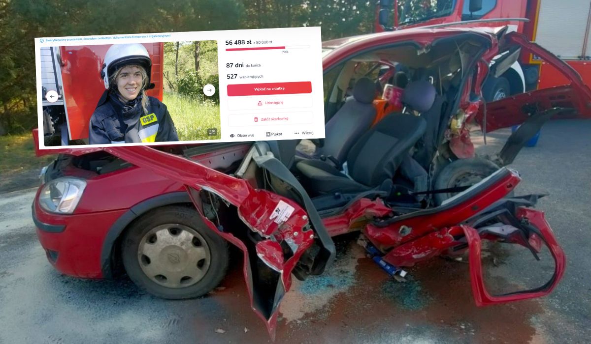 Brzeźno: druhna z OSP niosła pomoc, ale po ciężkim wypadku sama jej potrzebuje, trwa zbiórka