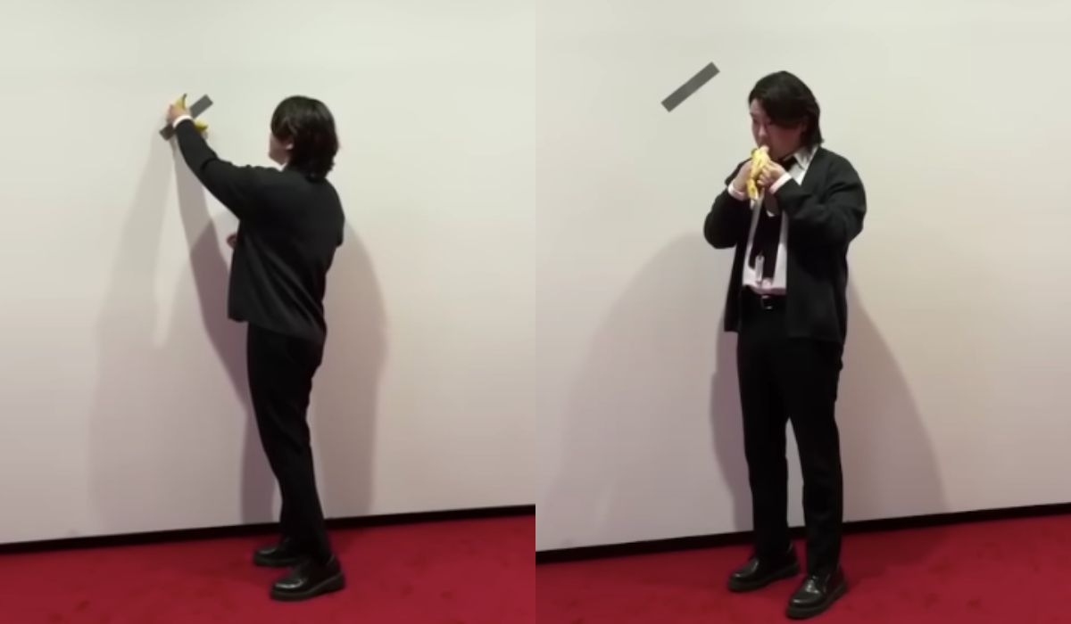 Banan przyklejony do ściany, dzieło sztuki wystawione w Seulu, został zjedzony przez zwiedzającego