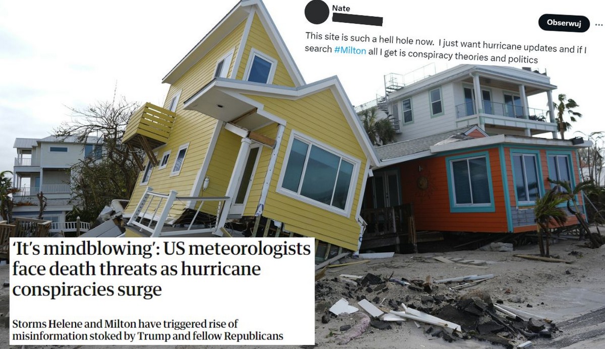 USA: wyznawcy teorii spiskowych utrudniają walkę ze skutkami huraganu Milton