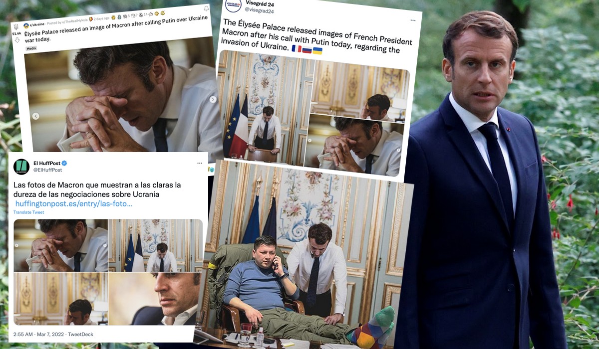 "Smutny Macron" stał się popularnym memem reakcyjnym, chociaż jest oparty na fejku