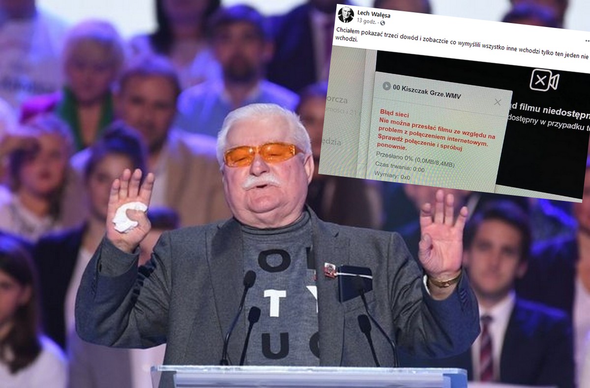 Lech Wałęsa chciał pokazać dowód na swoją niewinność, ale mu się nie ładuje
