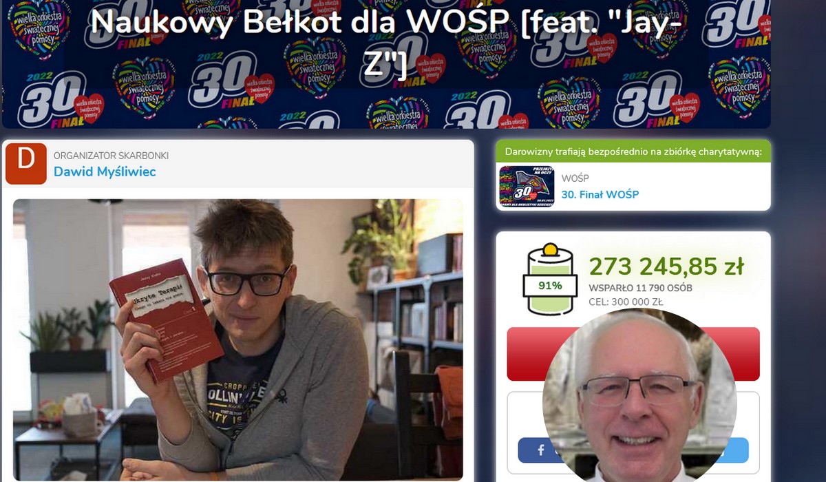 Youtuber w ramach wsparcia WOŚP odpalił streama, na którym czytał "Ukryte Terapie" Zięby i mówi, jakie to farmazony