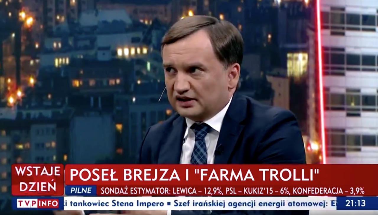 Ziobro w TVP: Platforma miała farmę trolli opłacaną z państwowych dotacji