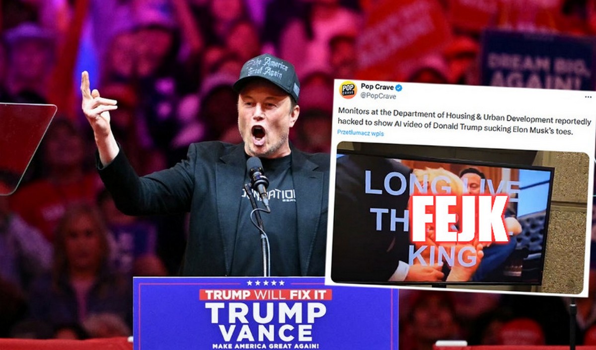 USA: ktoś zhakował telewizory w jednym z departamentów i puścił nagranie AI Trumpa całującego stopy Muska