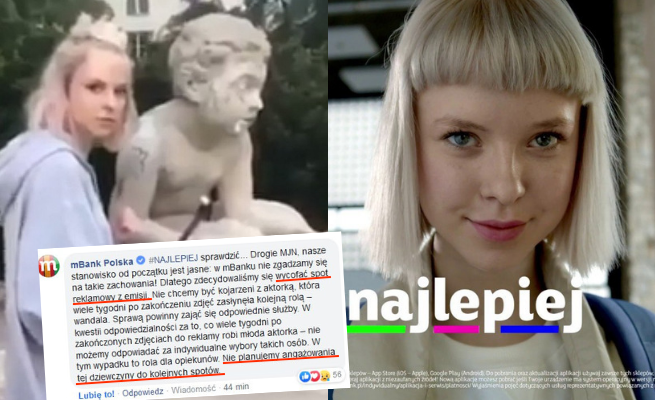 mBank usunął reklamę z wandalką. "Nie planujemy angażowania tej dziewczyny do kolejnych spotów"