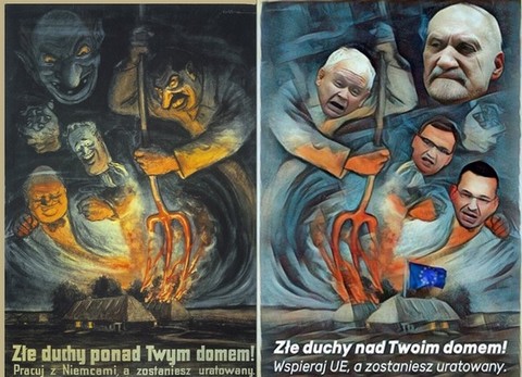 Polityk PO opublikował przeróbkę nazistowskiego plakatu z politykami PiS