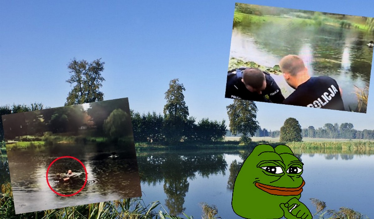 Łódź: chłop tak się chował przed policją w stawie, że aż musieli go ratować, bo już robił się siny