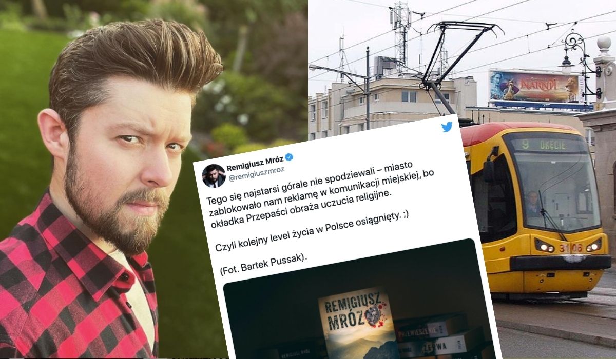 Reklama książki Remigiusza Mroza zablokowana w warszawskiej komunikacji przez zakrwawiony medalik