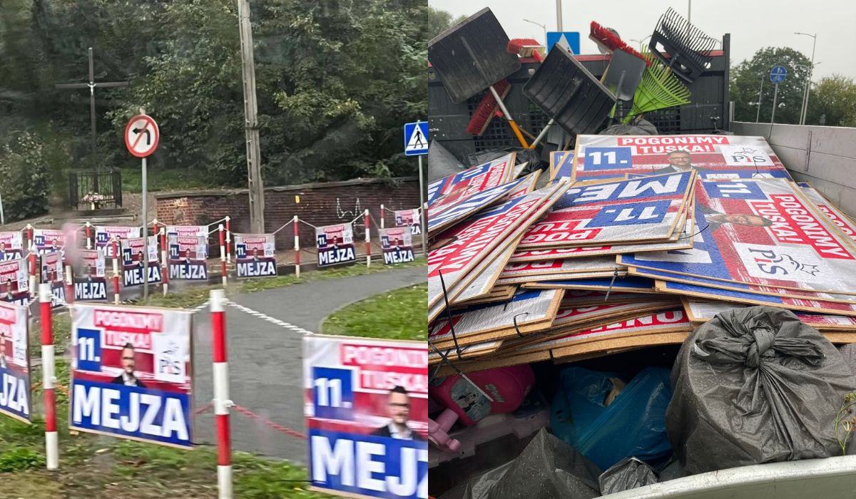 Mejza zamejzował pół miasta nielegalnymi plakatami wyborczymi, trwa sprzątanie
