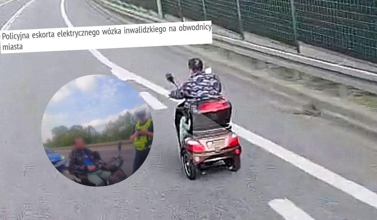 Policja zatrzymała pirata drogowego, ale tym razem jadącego wózkiem inwalidzkim po obwodnicy