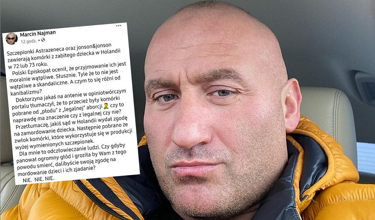 Marcin Najman jest przeciwko zjadaniu dzieci, także poprzez przyjmowanie ich w szczepionce