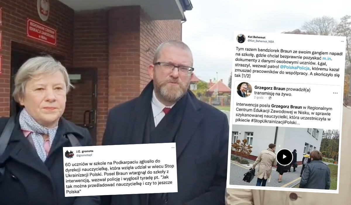 Poseł Braun wbił z interwencją do szkoły na Podkarpaciu, zażądał danych uczniów i zastraszał wicedyrektora