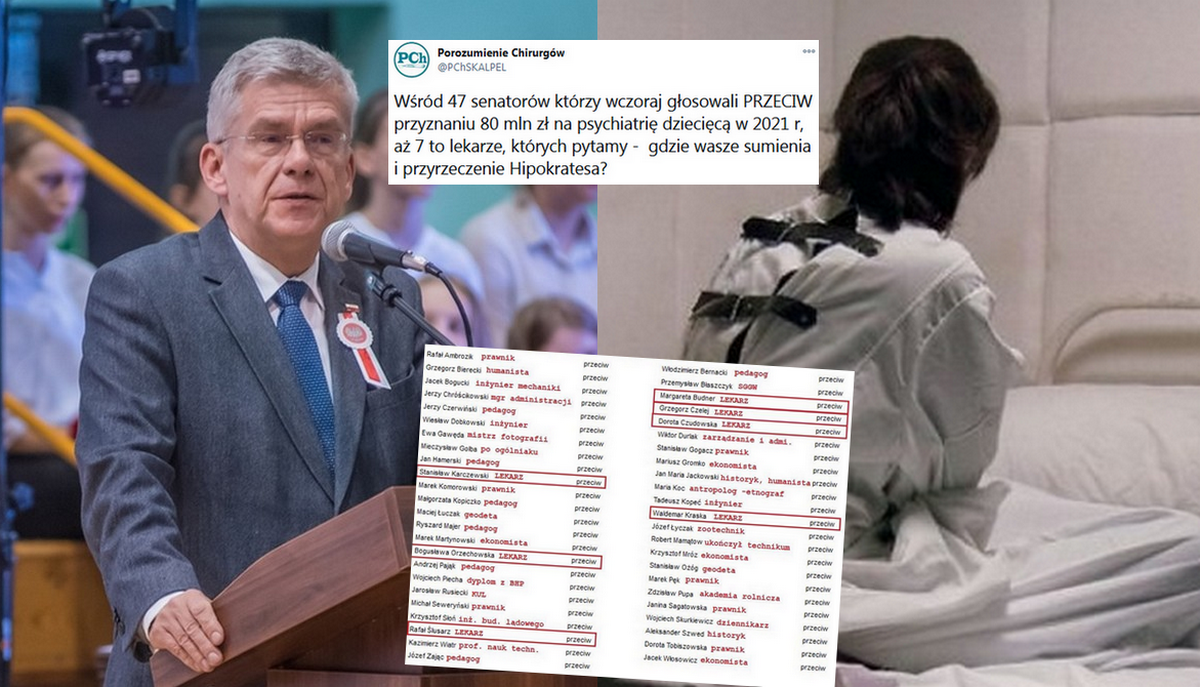 Zwróćmy uwagę na senatorów, którzy zagłosowali przeciwko przekazaniu 80 mln na psychiatrię dziecięcą