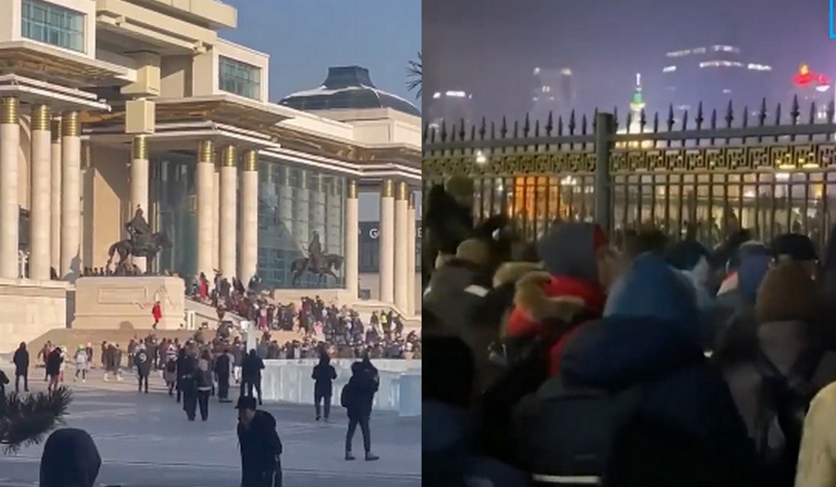 Mongolia: pomimo mrozu -21 st. C trwają wielkie protesty, tłum rozgrzewał się szturmując siedzibę rządu