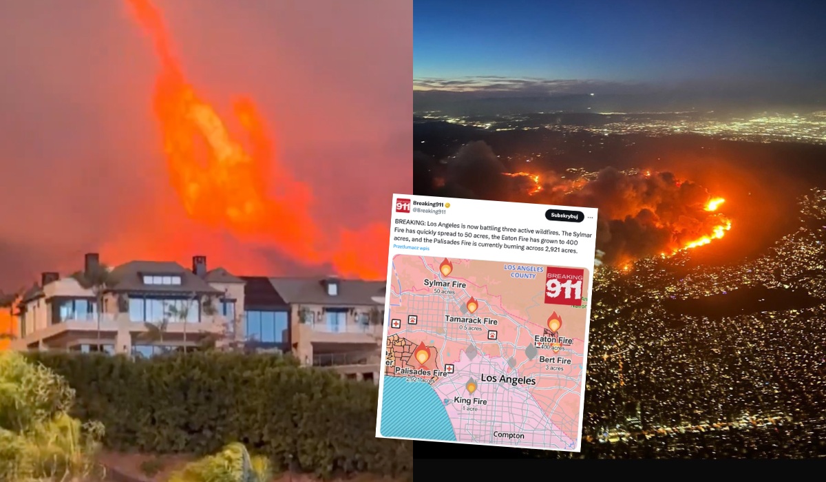 Los Angeles: strażacy walczą z ogromnym pożarem w dzielnicy rezydencji celebrytów, ewakuowano 30 tys. osób 