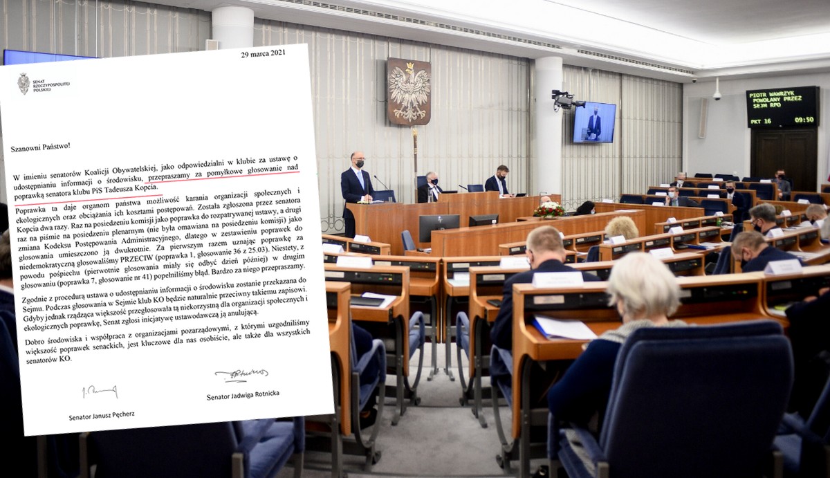 Senat: Koalicja Obywatelska przez pomyłkę zagłosowała za karami dla organizacji społecznych
