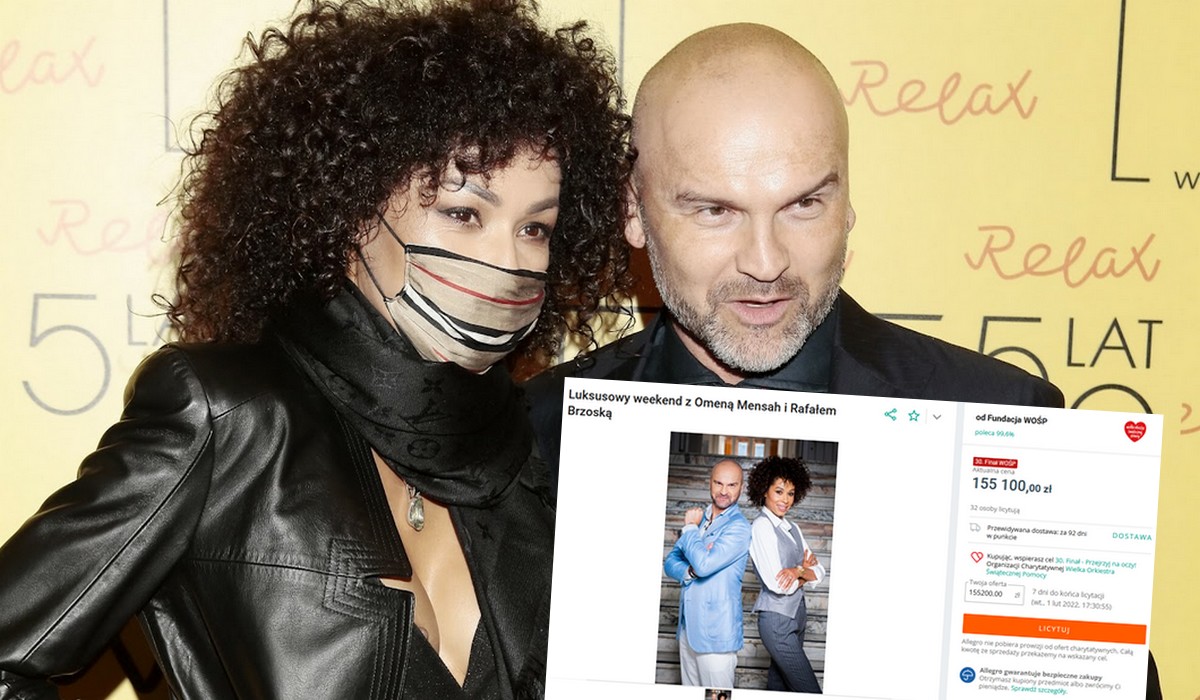 Wśród aukcji na WOŚP można wylicytować "luksusowy weekend z Omeną Mensaah i Rafałem Brzoską"