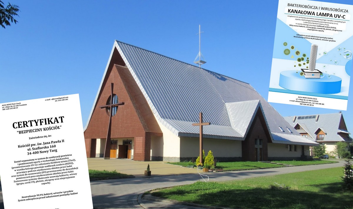 Proboszcz z Nowego Targu ogłosił, że w jego kościele nie można się zarazić koronawirusem