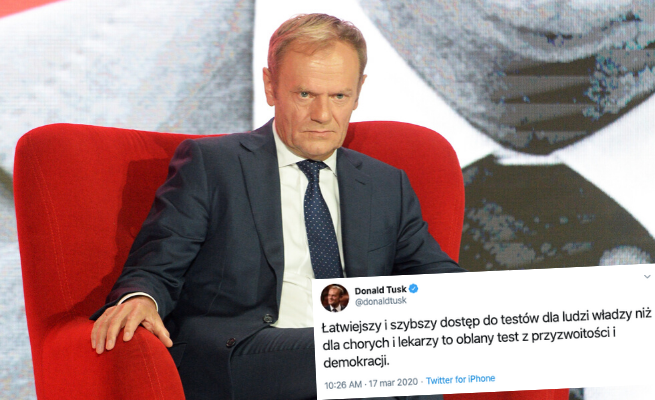 Tusk: szybszy dostęp do testów dla ludzi władzy niż dla chorych to oblany test z przyzwoitości