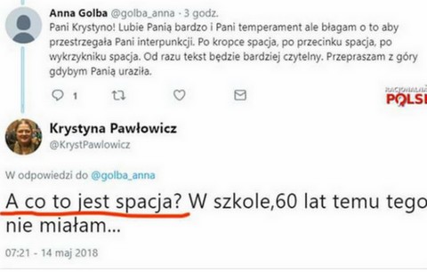 Krystyna Pawłowicz: "A co to jest spacja?":woman-shrugging::female_sign:  