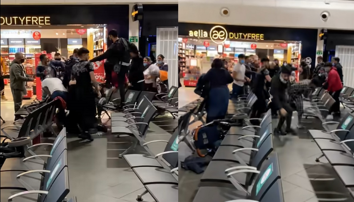 Luton: kilkunastu kozaków postanowiło sprawdzić na lotnisku, który z nich jest najsilniejszy