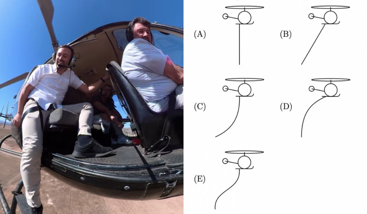 Może chcesz zobaczyć, jak zachowa się lina zawieszona pod lecącym poziomo helikopterem, bo ktoś sprawdził to ciekawe zadanie z fizyki