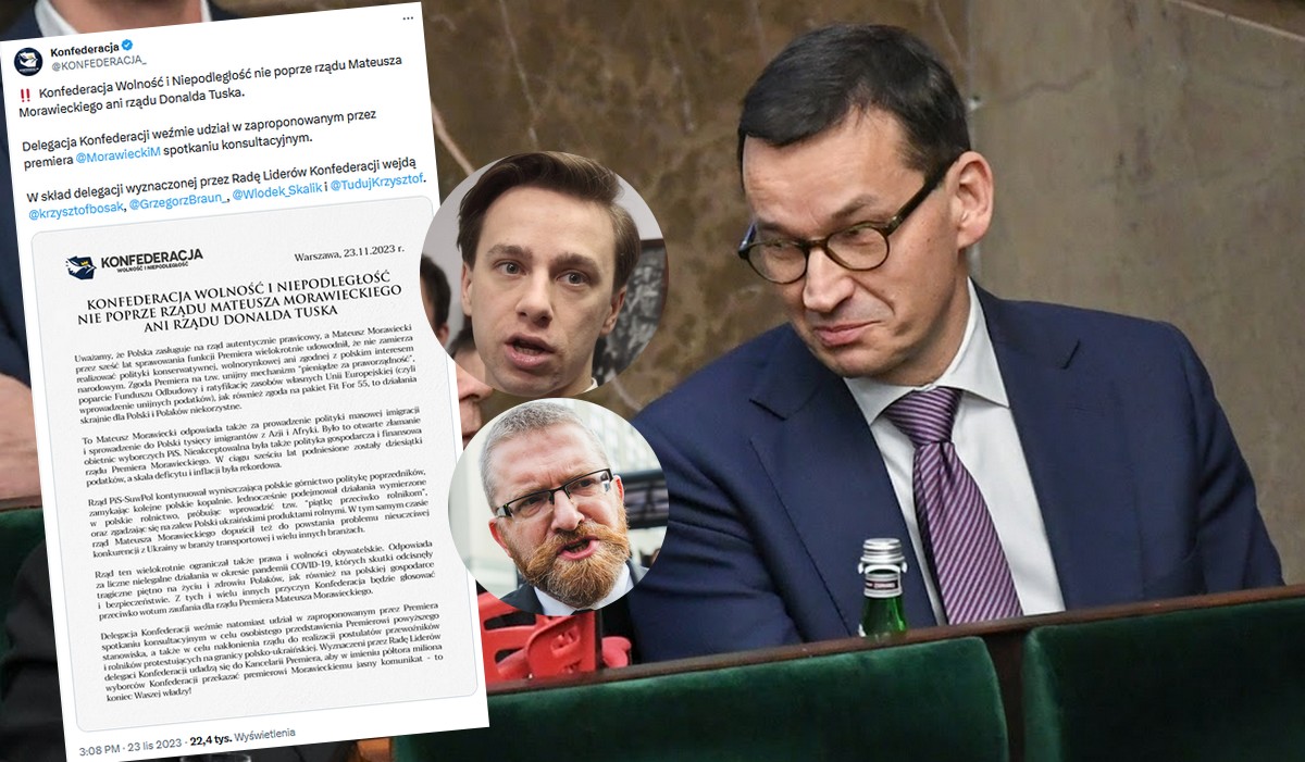 Konfederacja jednocześnie chce rozmów z premierem Morawieckim o koalicji i nie chce koalicji
