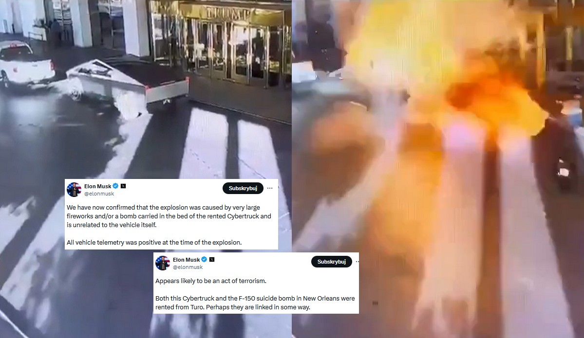 USA: wybuch Cybertrucka pod hotelem Trumpa, auto wyładowane było fajerwerkami