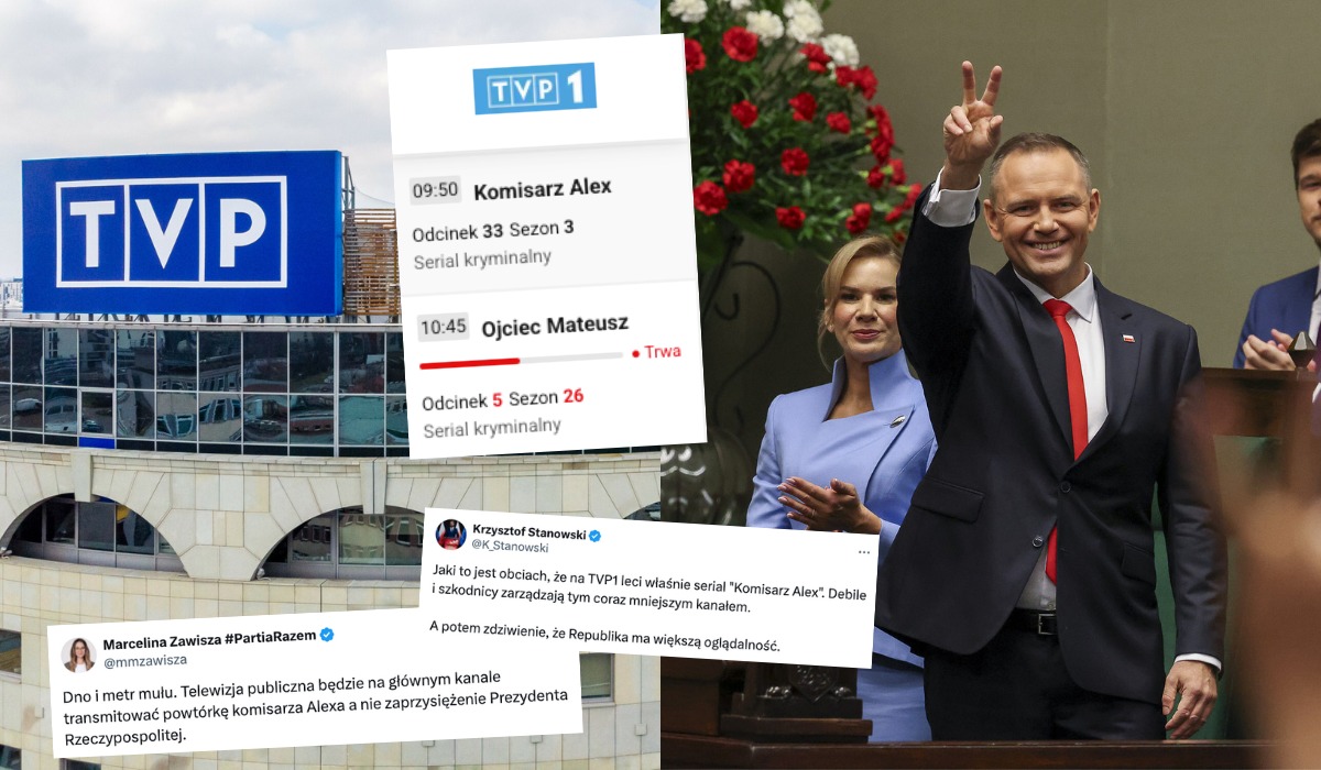 TVP nie pokazuje zaprzysiężenia prezydenta na głównej antenie, puszcza powtórki "Komisarza Aleksa" i "Ojca Mateusza"