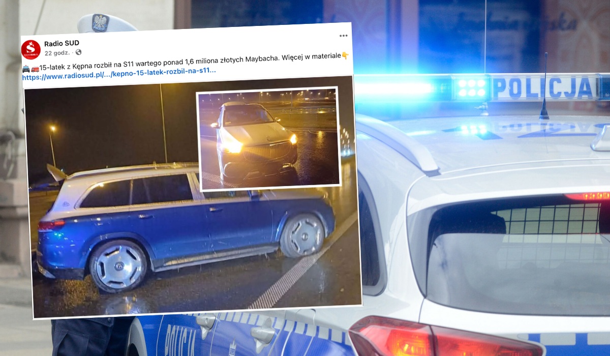 Kępno: 15-latek wziął wartego 1,6 mln Maybacha rodziców i niestety trochę mu się rozbił