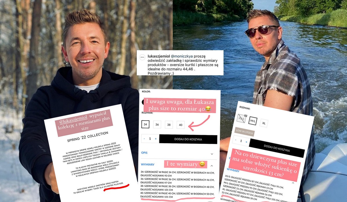 Projektant Łukasz Jemioł spotkał się z krytyką za kolekcję "plus size", która kończy się na rozmiarze 40