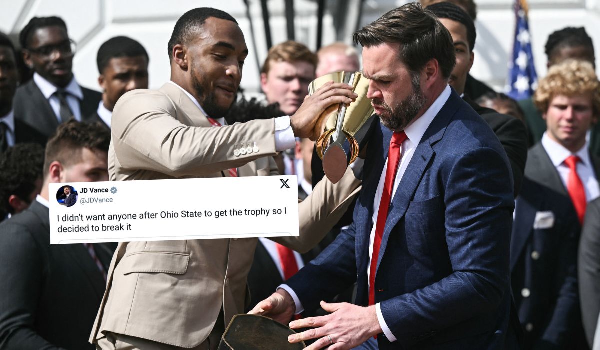 J.D. Vance bęcnął trofeum drużyny futbolowej i zdobył tym większą uwagę niż sobie życzył